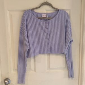 Out From Under Lavender Button-Up Oversized Cropped Women's Sweater GUC Size Med